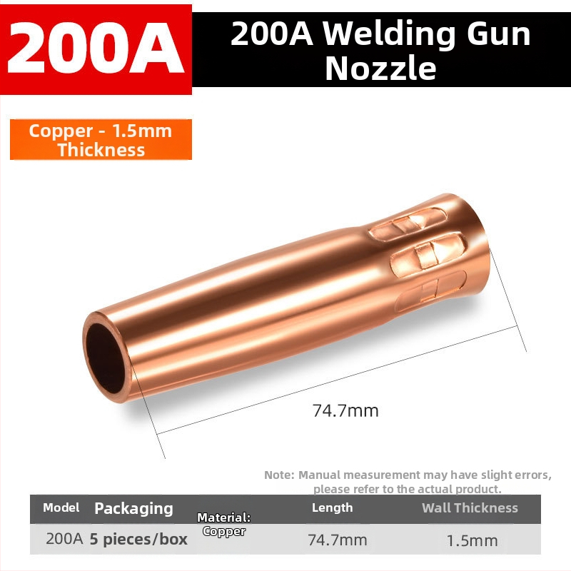 Shida sekundárna ochranná dýza pre zváraciu pištoľ, meďná ochranná dýza so krycím manžetom, 200A/350A/500A hodnoty