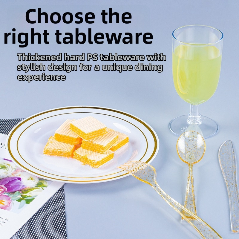 Еднократна чиния за хранене, PS пластмаса, удебелена твърда пластмаса, кръгла, дебелина 0.5 мм, капацитет 20