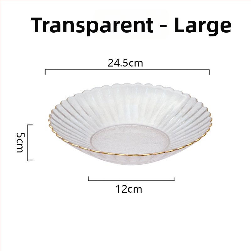 Set din sticlă pentru fructe și boluri pentru salată – rotund, design minimalist modern; diametre 10–11 cm, 13–14 cm și 18–19 cm; sticlă rezistentă la căldură