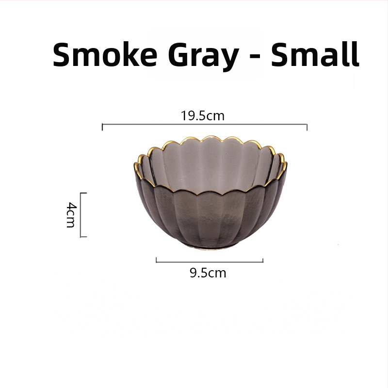 Set din sticlă pentru fructe și boluri pentru salată – rotund, design minimalist modern; diametre 10–11 cm, 13–14 cm și 18–19 cm; sticlă rezistentă la căldură