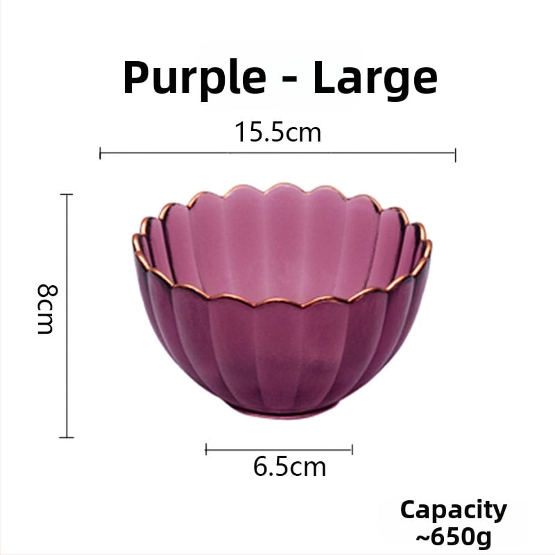 Set din sticlă pentru fructe și boluri pentru salată – rotund, design minimalist modern; diametre 10–11 cm, 13–14 cm și 18–19 cm; sticlă rezistentă la căldură