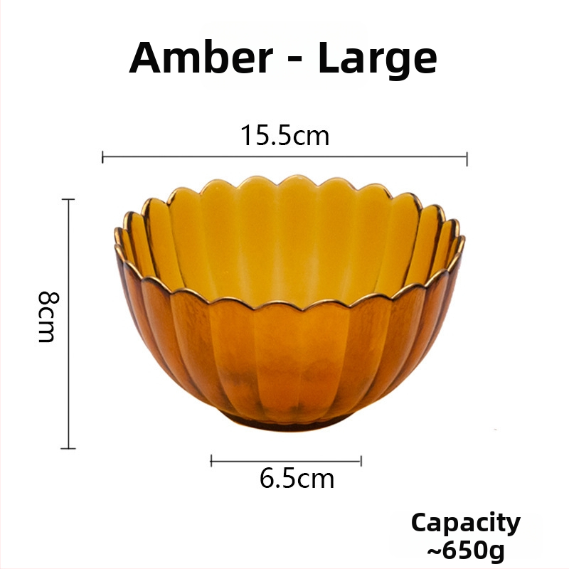 Set din sticlă pentru fructe și boluri pentru salată – rotund, design minimalist modern; diametre 10–11 cm, 13–14 cm și 18–19 cm; sticlă rezistentă la căldură