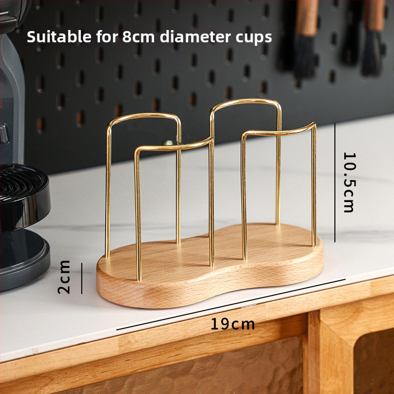 Drevený držiak na poháre – moderný a jednoduchý dizajn, stolný doplnok, bez vŕtania