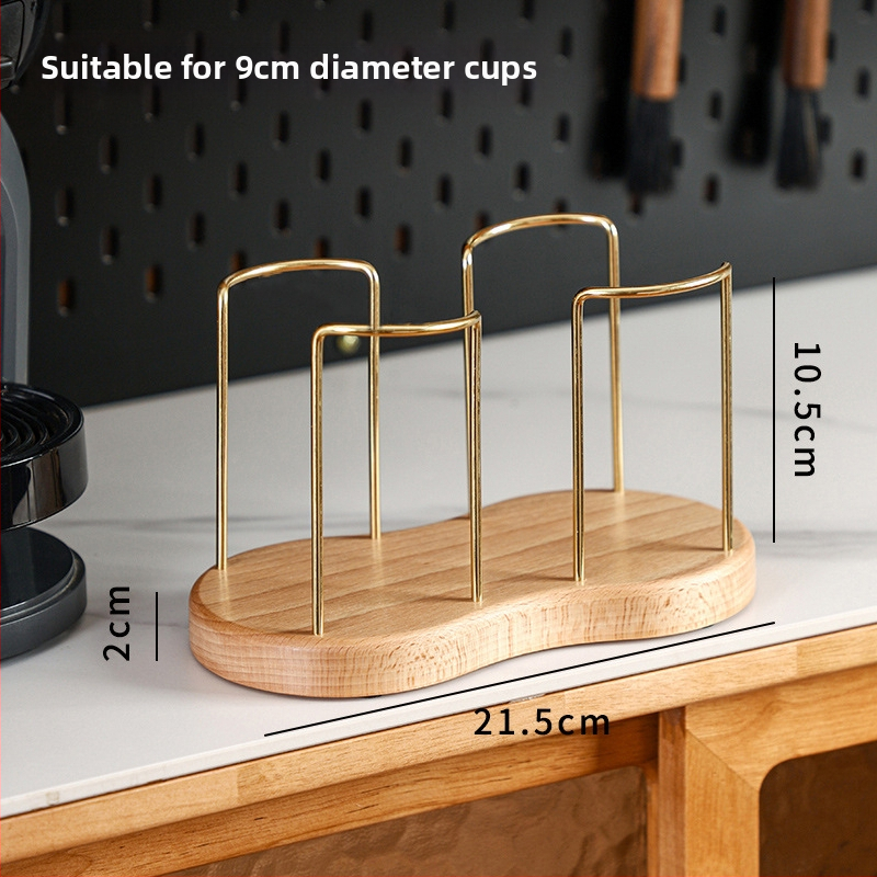 Drevený držiak na poháre – moderný a jednoduchý dizajn, stolný doplnok, bez vŕtania