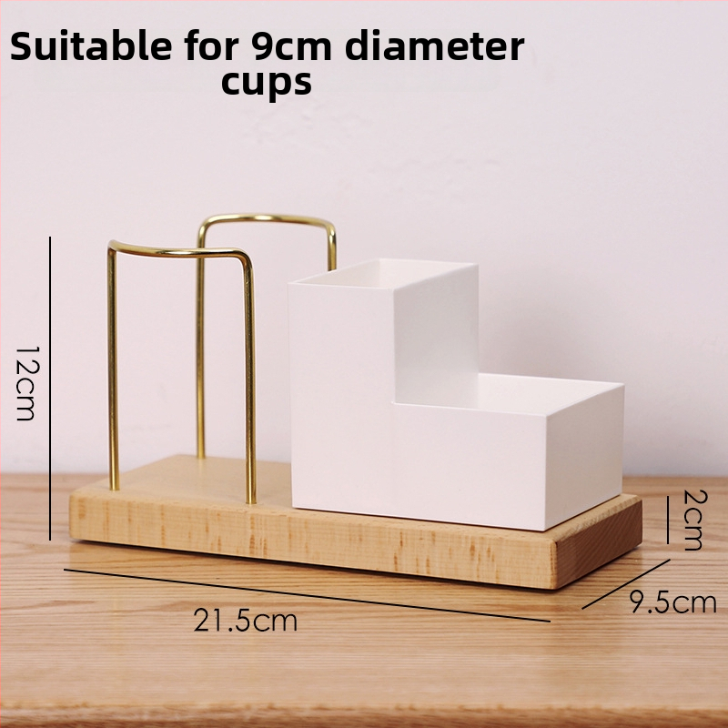 Drevený držiak na poháre – moderný a jednoduchý dizajn, stolný doplnok, bez vŕtania