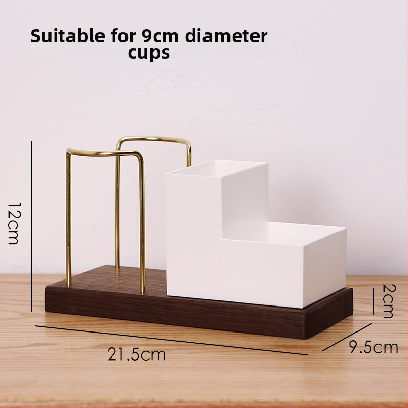 Drevený držiak na poháre – moderný a jednoduchý dizajn, stolný doplnok, bez vŕtania