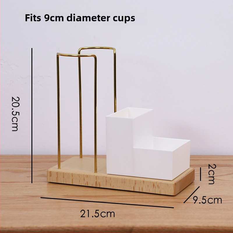 Drevený držiak na poháre – moderný a jednoduchý dizajn, stolný doplnok, bez vŕtania