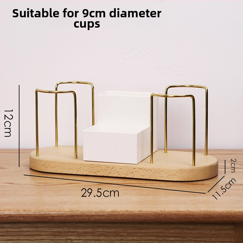 Drevený držiak na poháre – moderný a jednoduchý dizajn, stolný doplnok, bez vŕtania