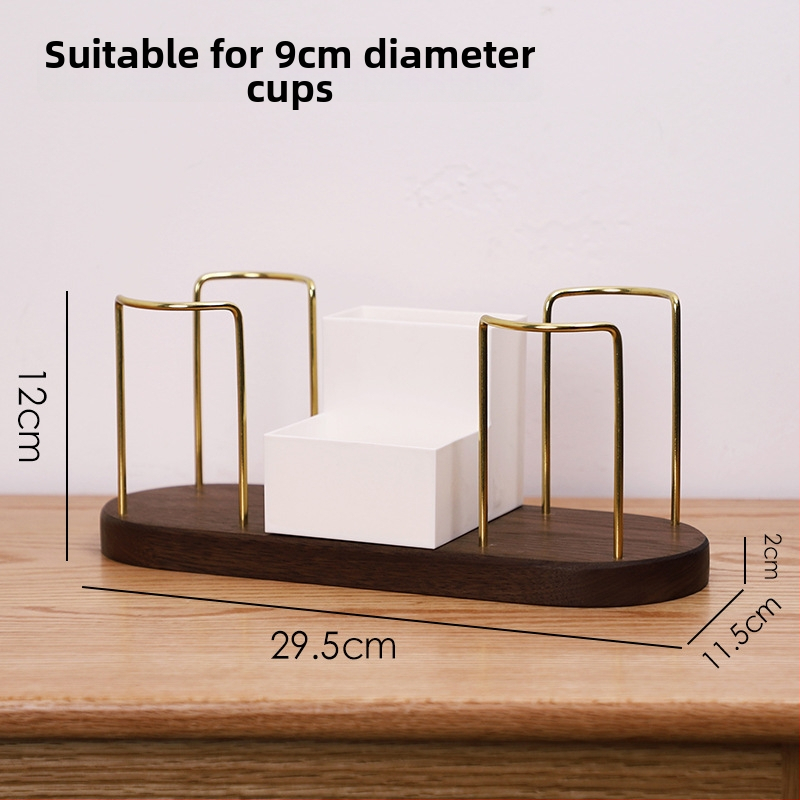 Drevený držiak na poháre – moderný a jednoduchý dizajn, stolný doplnok, bez vŕtania