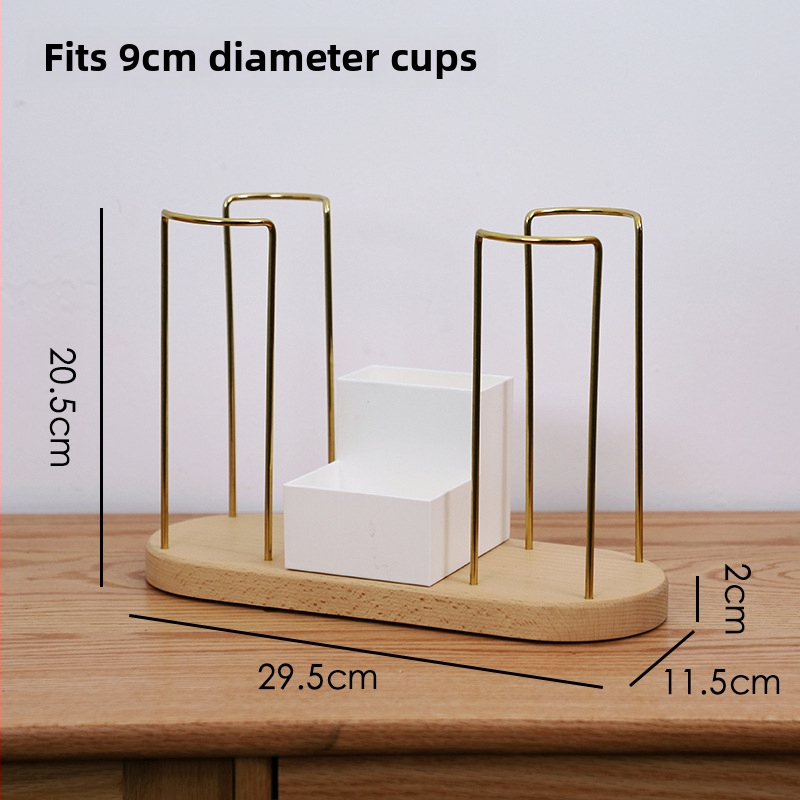Drevený držiak na poháre – moderný a jednoduchý dizajn, stolný doplnok, bez vŕtania