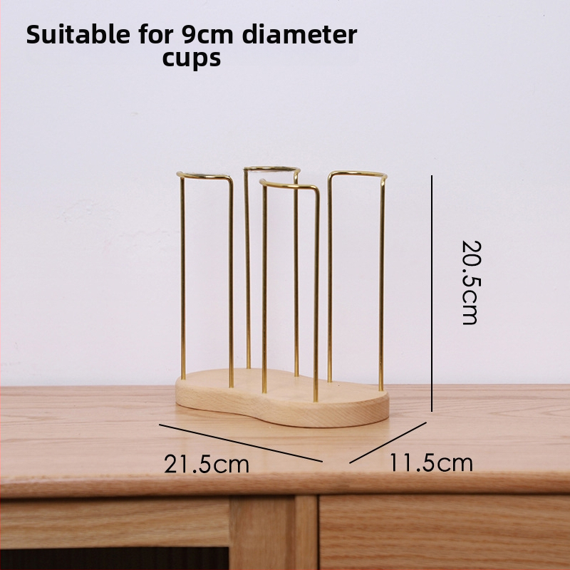 Drevený držiak na poháre – moderný a jednoduchý dizajn, stolný doplnok, bez vŕtania