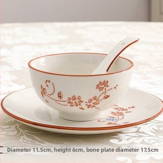 Ovalni porcelanski set posuđa - kineski stil, jednobojni uzorak, završna sprej boja, nepravilni tanjuri