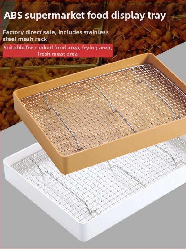 Стойка за деликатесни тави – дисплей за пържено пиле, дренажна тава за масло и мрежа за отцеждане (Серия: Друго; Произход: Друго; Обработка и персонализация: Друго; Пластмаса: Друго; Стил: Друго)