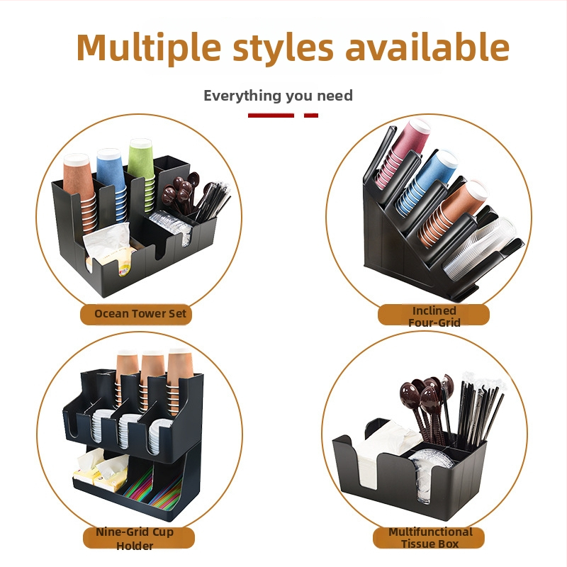 Tejeskávézók pohártartója — egyrészes injektált kialakítás, négy kerettel, pultba integrált, műanyag, tárolás, 1,5 kg