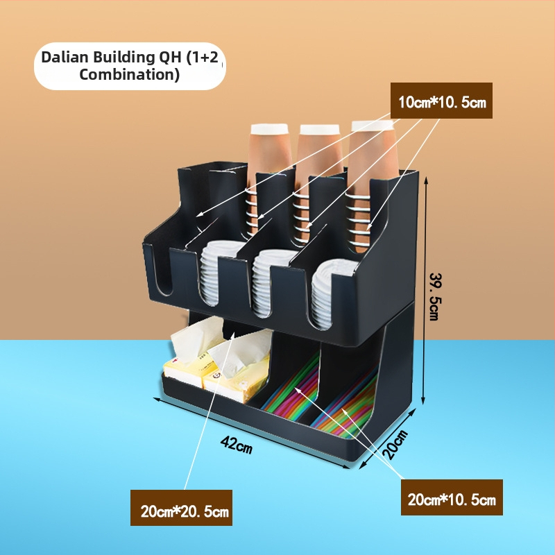 Tejeskávézók pohártartója — egyrészes injektált kialakítás, négy kerettel, pultba integrált, műanyag, tárolás, 1,5 kg