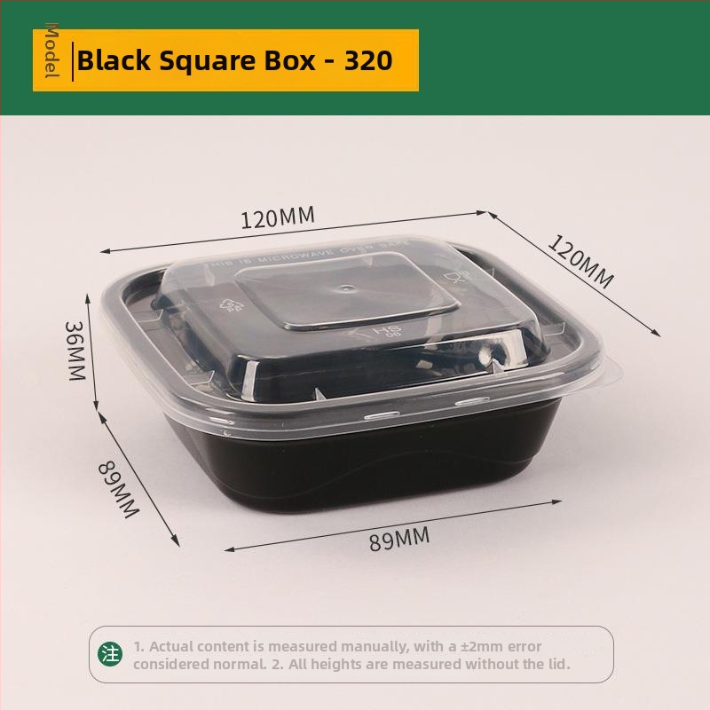 Négyszögletes egyszer használatos gyümölcssaláta ebédes doboz, vastag PP műanyag, mikrohullámú sütőben használható, nyomtatott logó, testreszabás elérhető, csomagolás 150 vagy 300 készlet