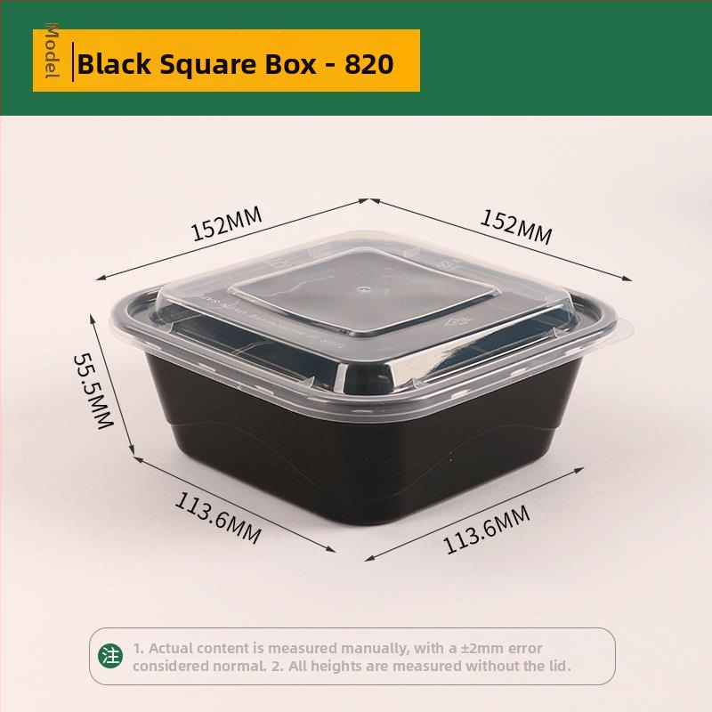 Négyszögletes egyszer használatos gyümölcssaláta ebédes doboz, vastag PP műanyag, mikrohullámú sütőben használható, nyomtatott logó, testreszabás elérhető, csomagolás 150 vagy 300 készlet