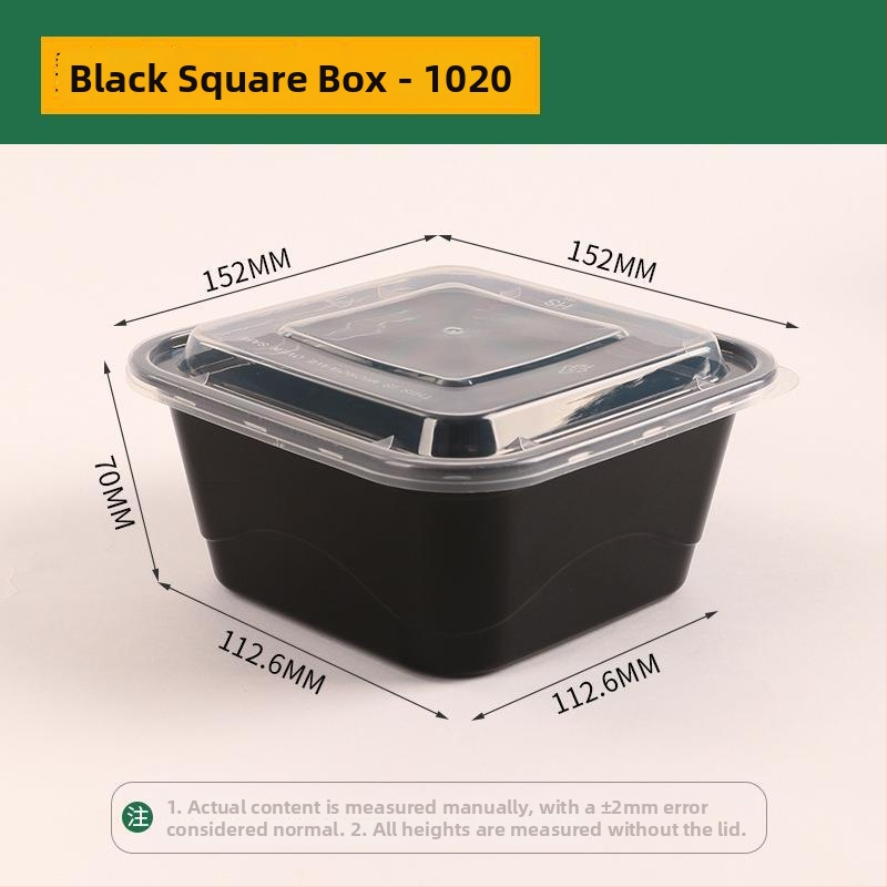 Négyszögletes egyszer használatos gyümölcssaláta ebédes doboz, vastag PP műanyag, mikrohullámú sütőben használható, nyomtatott logó, testreszabás elérhető, csomagolás 150 vagy 300 készlet