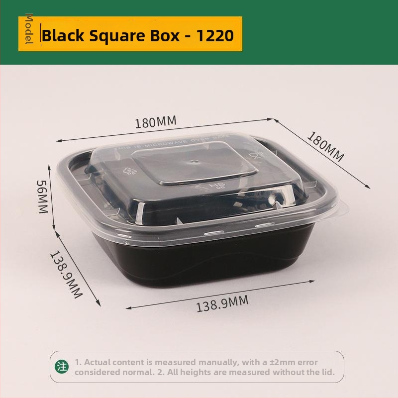 Négyszögletes egyszer használatos gyümölcssaláta ebédes doboz, vastag PP műanyag, mikrohullámú sütőben használható, nyomtatott logó, testreszabás elérhető, csomagolás 150 vagy 300 készlet