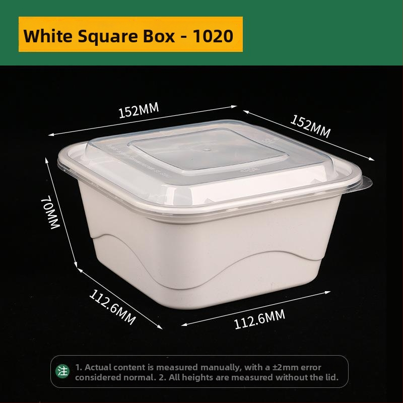 Négyszögletes egyszer használatos gyümölcssaláta ebédes doboz, vastag PP műanyag, mikrohullámú sütőben használható, nyomtatott logó, testreszabás elérhető, csomagolás 150 vagy 300 készlet