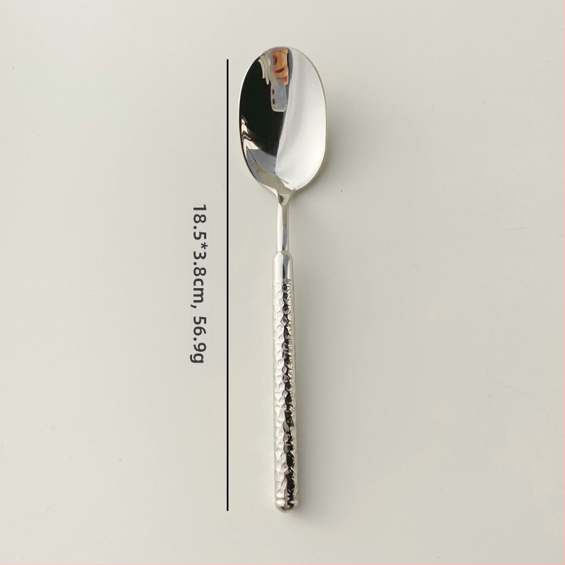 Set príborov z 304 nerezovej ocele: nôž na steak, vidlica a lyžica s rúčkou s textúrou okrúhleho diamantu, zrkadlovo leštené, minimalistický moderný štýl