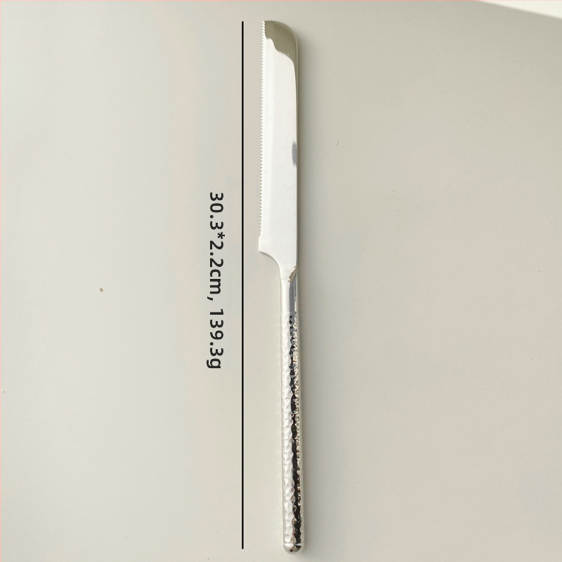 Set príborov z 304 nerezovej ocele: nôž na steak, vidlica a lyžica s rúčkou s textúrou okrúhleho diamantu, zrkadlovo leštené, minimalistický moderný štýl