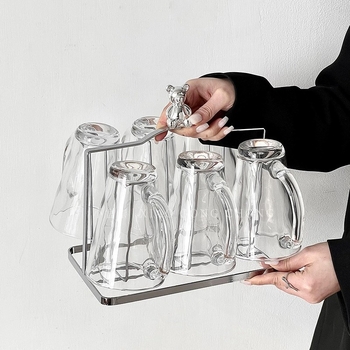 Barx Teáscsésze tartó állvány lecsöpögtető és tároló, függő üvegpohár tartó, modern egyszerű stílus, fúrás nélkül