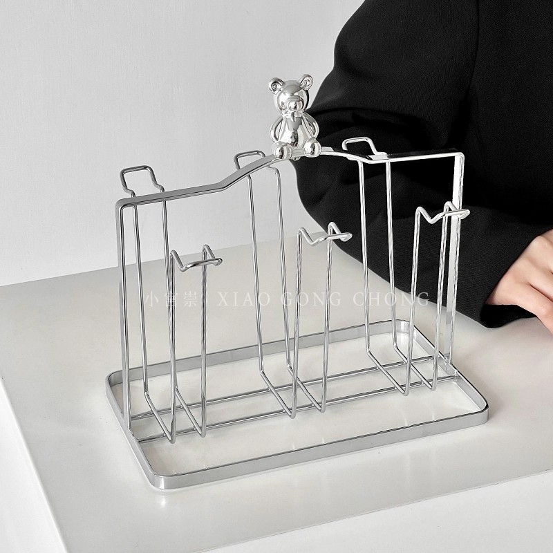 Barx Teáscsésze tartó állvány lecsöpögtető és tároló, függő üvegpohár tartó, modern egyszerű stílus, fúrás nélkül