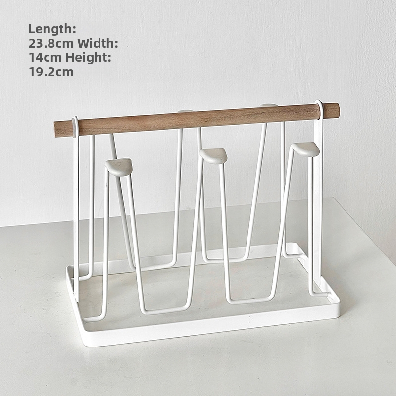 Barx držiak na šálky na čaj s odkvapkávacím priestorom a úložným priestorom, zavesiteľný držiak na sklenené šálky, moderný jednoduchý štýl, bez vŕtania