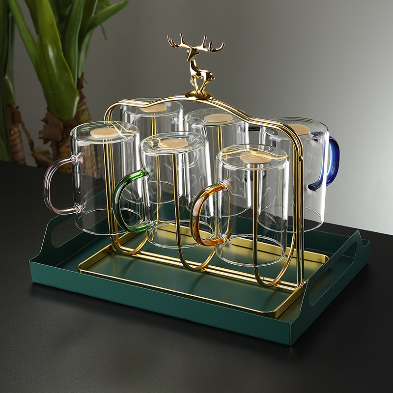 Pohárfogó és tároló tálca – fúrás nélküli telepítés, egyszerű stílus, üveg- és teás/boros kiegészítők tárolása