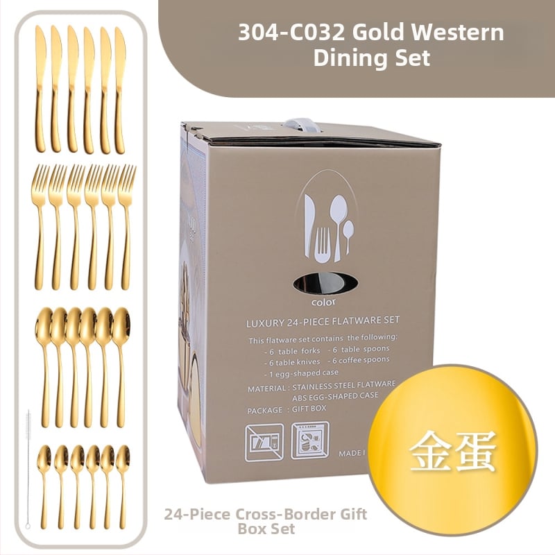 Ανοξείδωτο ατσάλι, 24 τεμάχια σετ μαχαιροπήρουνα δυτικού τύπου - χειροποίητο, με δυνατότητα εξατομίκευσης, υψηλής ποιότητας ρετρό στυλ