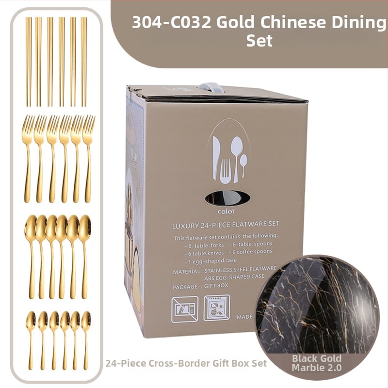 Ανοξείδωτο ατσάλι, 24 τεμάχια σετ μαχαιροπήρουνα δυτικού τύπου - χειροποίητο, με δυνατότητα εξατομίκευσης, υψηλής ποιότητας ρετρό στυλ