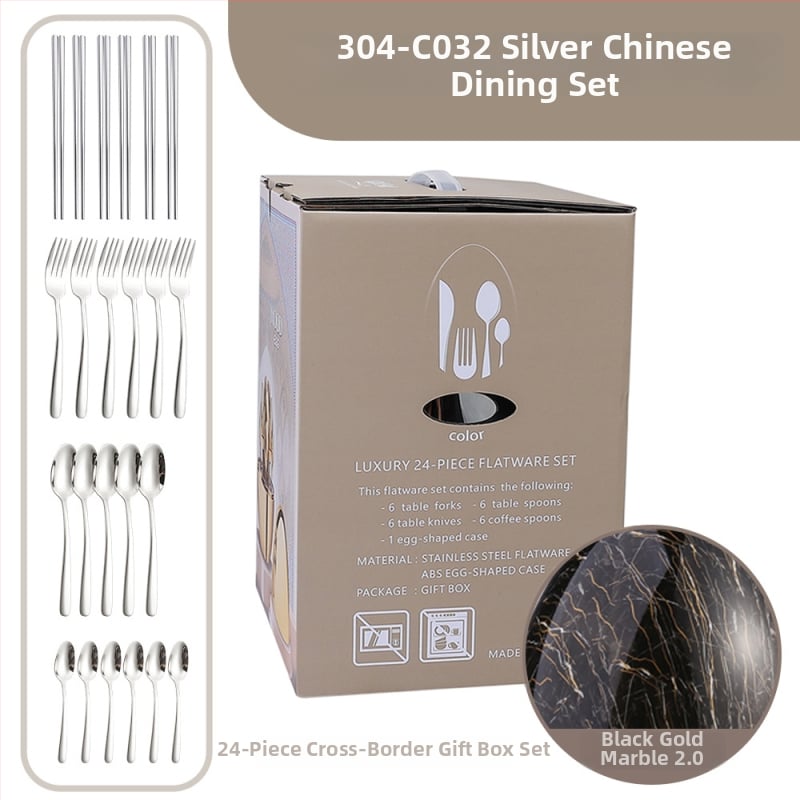 Ανοξείδωτο ατσάλι, 24 τεμάχια σετ μαχαιροπήρουνα δυτικού τύπου - χειροποίητο, με δυνατότητα εξατομίκευσης, υψηλής ποιότητας ρετρό στυλ