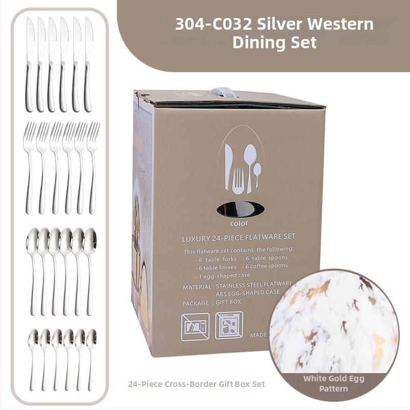 Ανοξείδωτο ατσάλι, 24 τεμάχια σετ μαχαιροπήρουνα δυτικού τύπου - χειροποίητο, με δυνατότητα εξατομίκευσης, υψηλής ποιότητας ρετρό στυλ