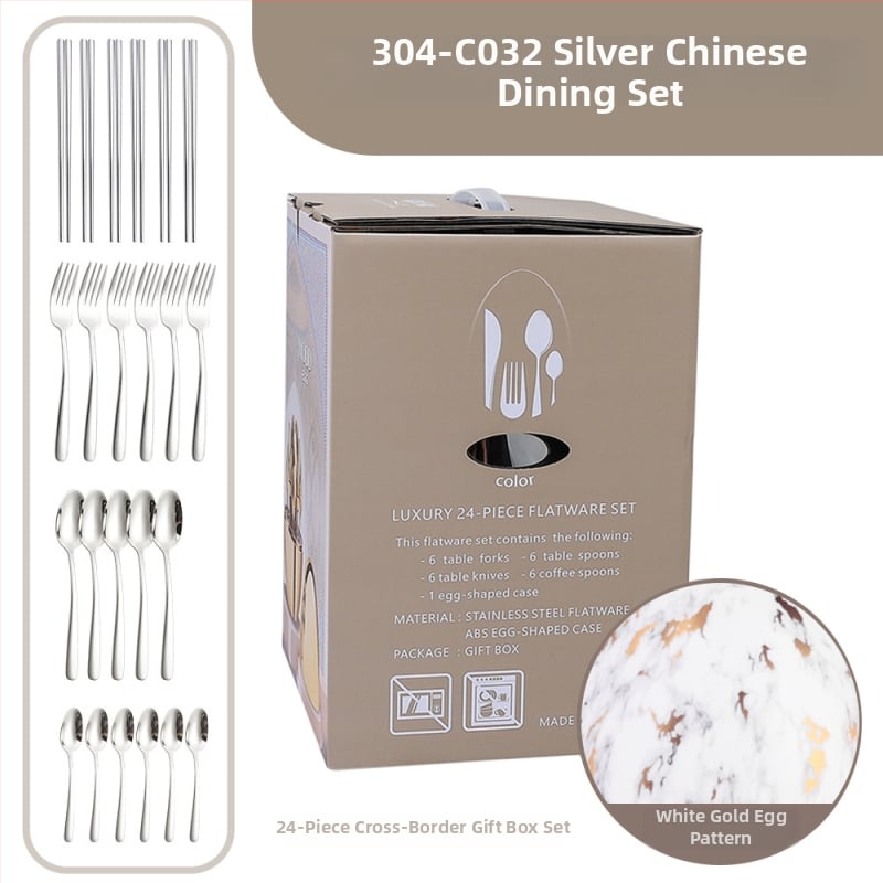 Ανοξείδωτο ατσάλι, 24 τεμάχια σετ μαχαιροπήρουνα δυτικού τύπου - χειροποίητο, με δυνατότητα εξατομίκευσης, υψηλής ποιότητας ρετρό στυλ