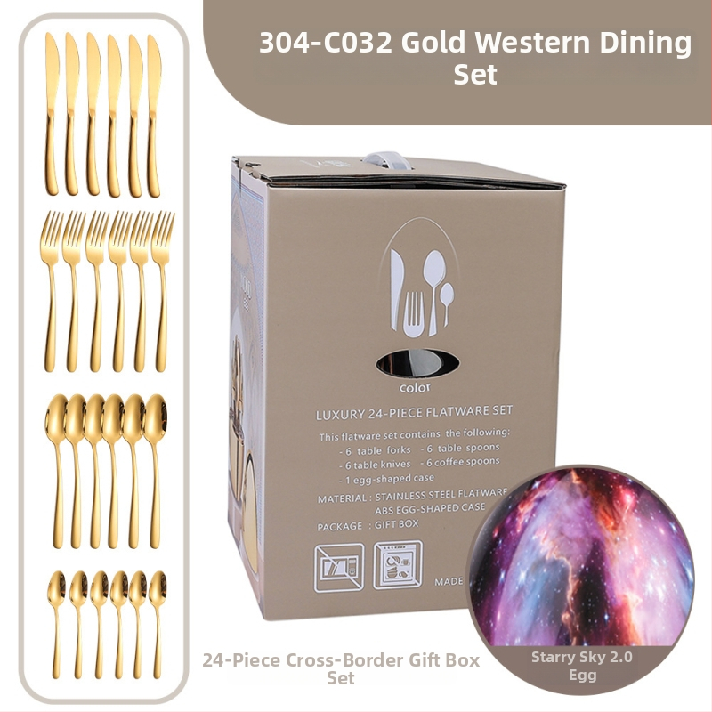 Ανοξείδωτο ατσάλι, 24 τεμάχια σετ μαχαιροπήρουνα δυτικού τύπου - χειροποίητο, με δυνατότητα εξατομίκευσης, υψηλής ποιότητας ρετρό στυλ