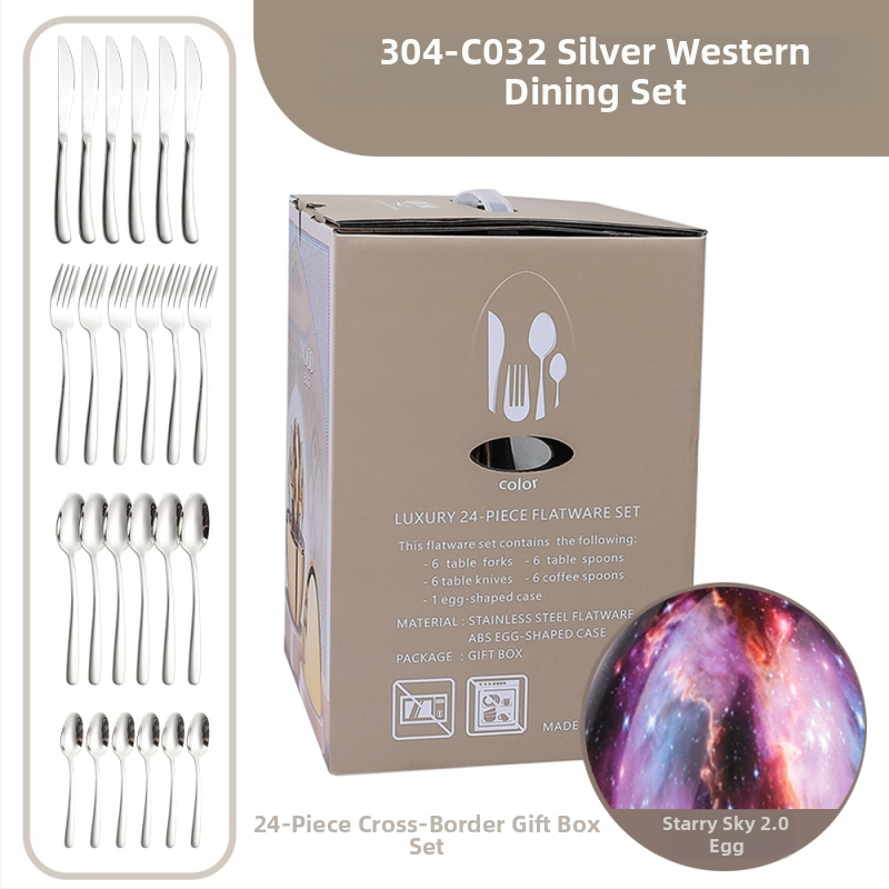 Ανοξείδωτο ατσάλι, 24 τεμάχια σετ μαχαιροπήρουνα δυτικού τύπου - χειροποίητο, με δυνατότητα εξατομίκευσης, υψηλής ποιότητας ρετρό στυλ