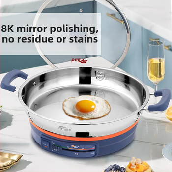 Električna tava za kolače Jia Jia Lian, 304 nehrđajući čelik, 8K ogledni završni sloj, 1500W, 220V, za 4–5 osoba