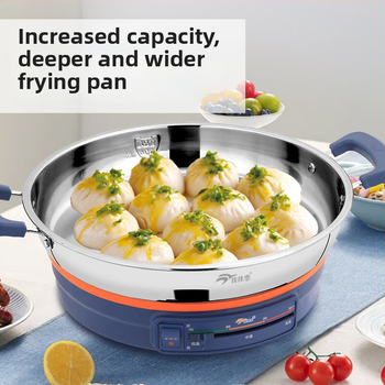 Električna tava za kolače Jia Jia Lian, 304 nehrđajući čelik, 8K ogledni završni sloj, 1500W, 220V, za 4–5 osoba