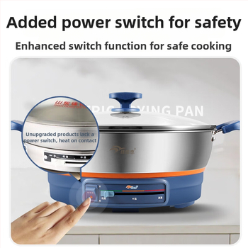 Električna tava za kolače Jia Jia Lian, 304 nehrđajući čelik, 8K ogledni završni sloj, 1500W, 220V, za 4–5 osoba