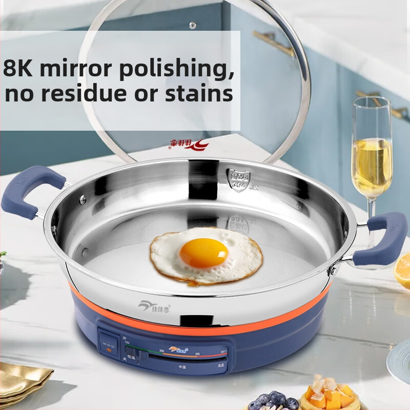 Електрическа тава за торти Jia Jia Lian, 304 неръждаема стомана, 8K огледална повърхност, 1500W, 220V, за 4–5 човека