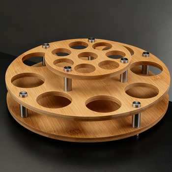 Pohártartó — faanyagú padlón álló kijelző polc, könnyű luxus retro stílus, modell Deer Cup Holder, 2025 nyári bevezetés.