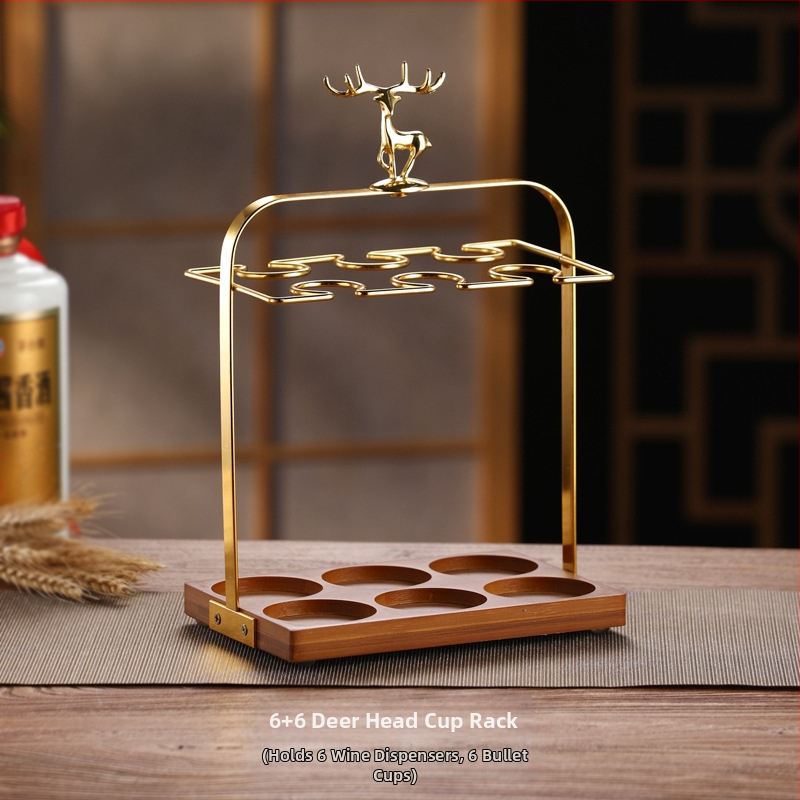 Držiak na poháre — drevený stojanový regál na poháre, ľahký luxusný retro štýl, model Deer Cup Holder, uvedenie v lete 2025.