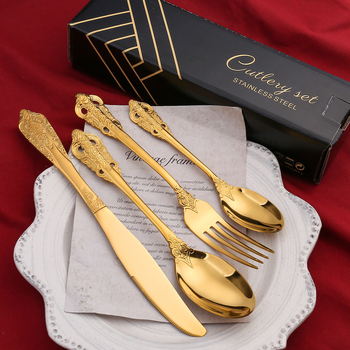 Σετ μαχαιροπίρουνα από ανοξείδωτο χάλυβα 410, 24 τεμάχια: μαχαίρια, πιρούνες και κουτάλια, σε σκανδιναβικό στυλ