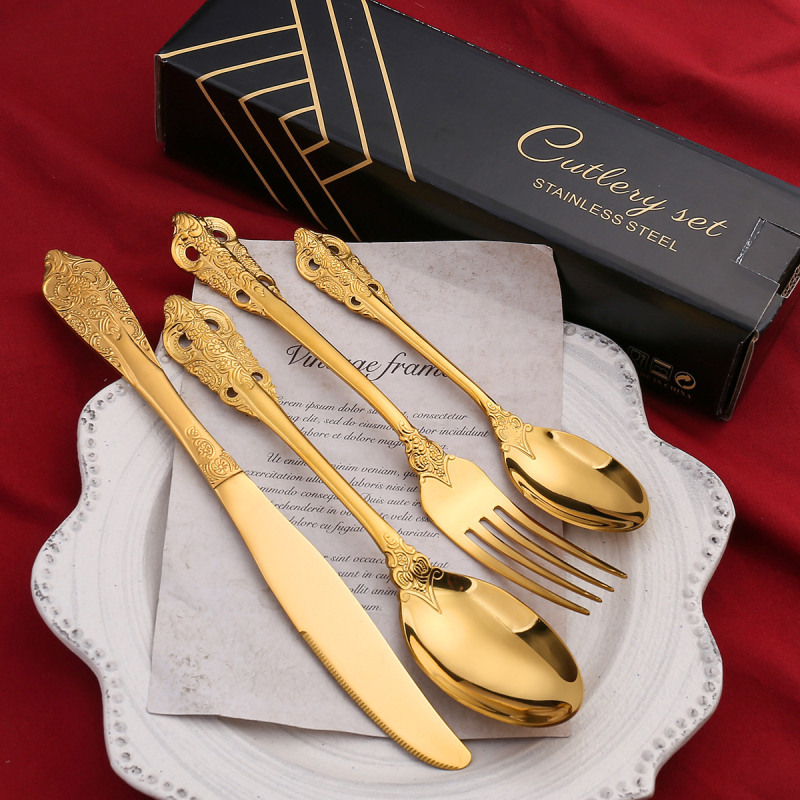 Σετ μαχαιροπίρουνα από ανοξείδωτο χάλυβα 410, 24 τεμάχια: μαχαίρια, πιρούνες και κουτάλια, σε σκανδιναβικό στυλ