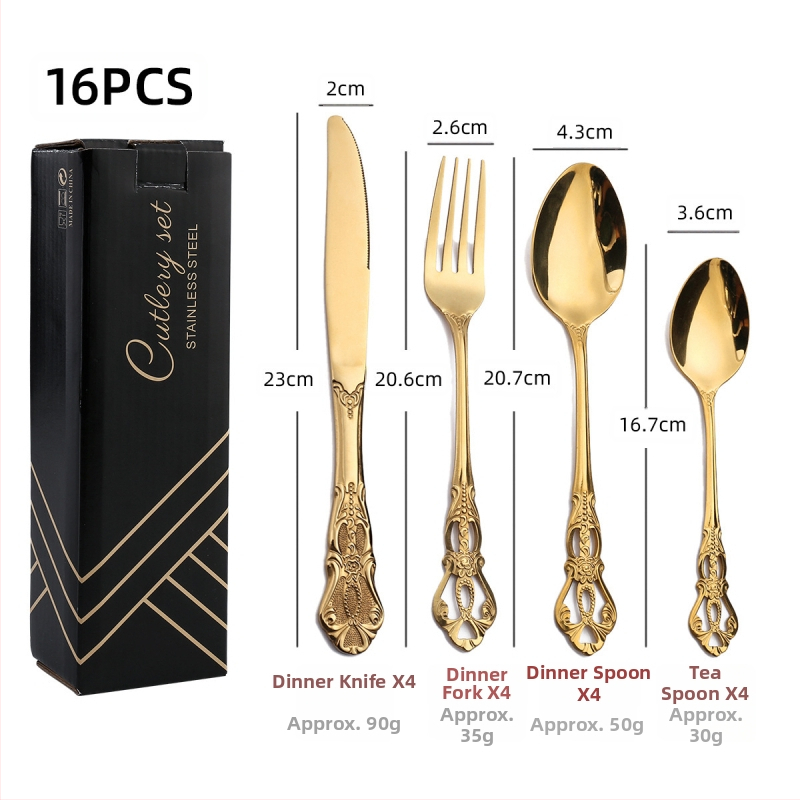 24-dielna súprava príborov z nehrdzavejúcej ocele 410: nože, vidličky a lyžice, leštenie do zrkadla, severský štýl