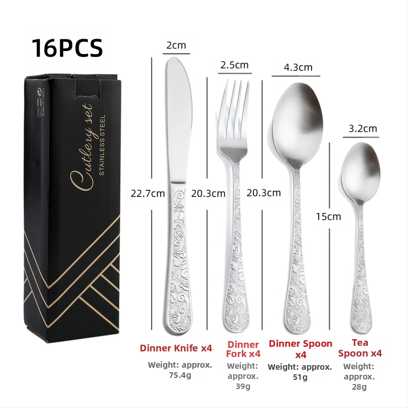 24-dielna súprava príborov z nehrdzavejúcej ocele 410: nože, vidličky a lyžice, leštenie do zrkadla, severský štýl