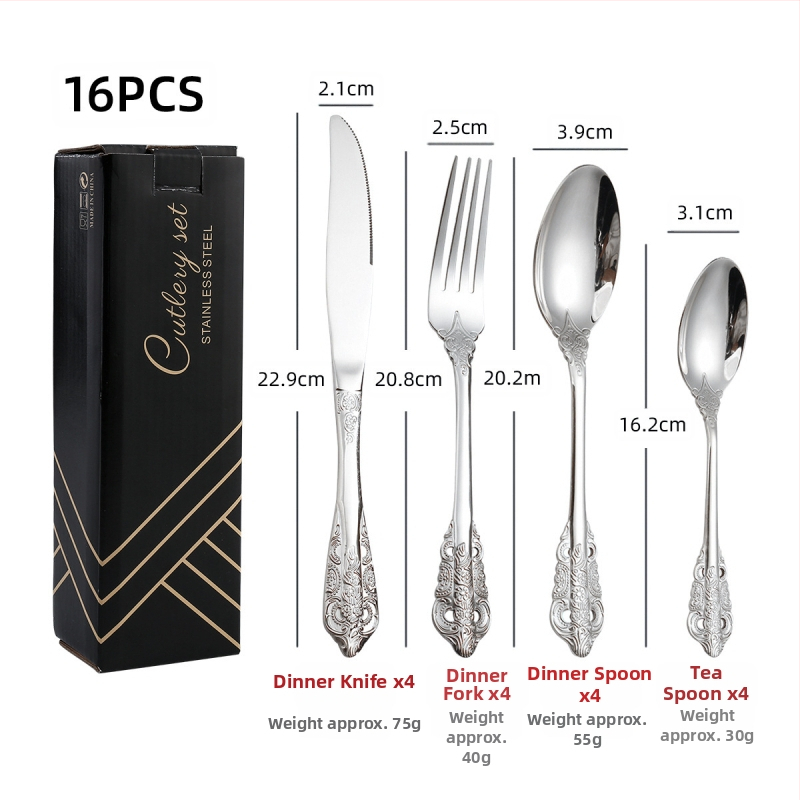 24-dielna súprava príborov z nehrdzavejúcej ocele 410: nože, vidličky a lyžice, leštenie do zrkadla, severský štýl