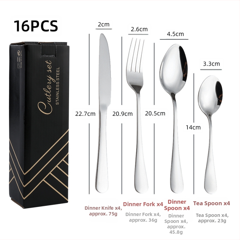 24-dielna súprava príborov z nehrdzavejúcej ocele 410: nože, vidličky a lyžice, leštenie do zrkadla, severský štýl