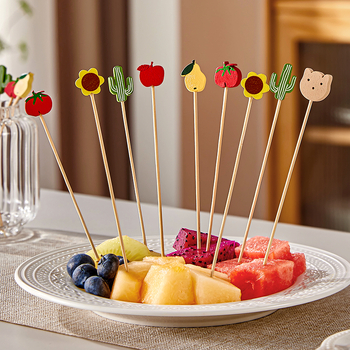 Furculițe din lemn pentru fructe – stil simplu, de unică folosință, lustruite, pentru copii